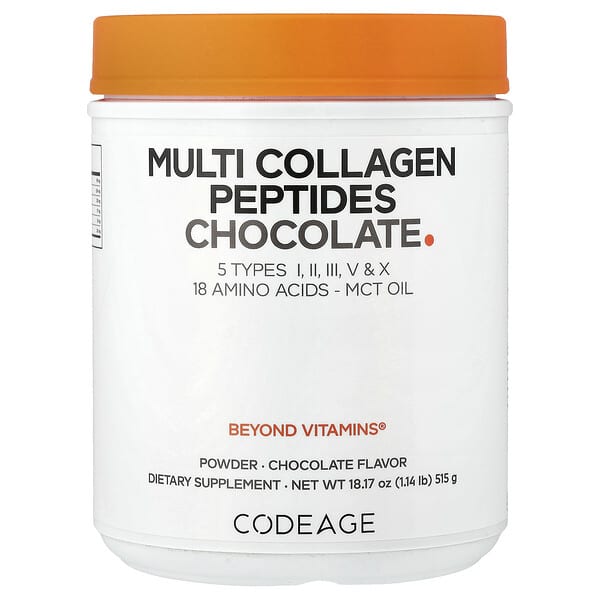 Codeage, Multi Collagen Peptides Powder, Chocolate, 18.17 oz (515 g)