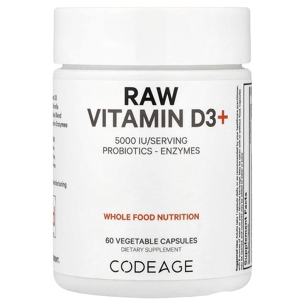 Codeage, Raw Vitamin D3+, 60 Vegetable Capsules