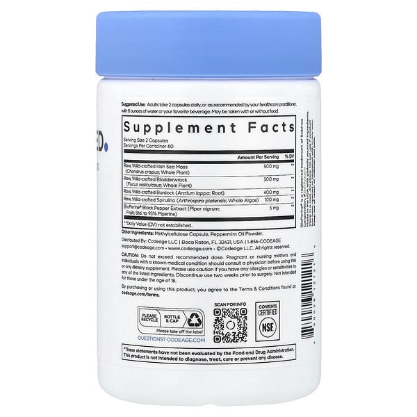 Alternative view of Codeage, Sea Moss, Wildcrafted, 120 Vegetable Capsules