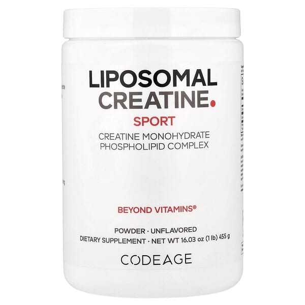 Codeage, Sport, Liposomal Creatine Powder, Unflavored, 1 lb (455 g)