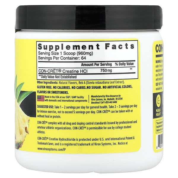 Alternative view of Con-Cret, Creatine HCI, Pineapple, 2.2 oz (61.4 g)