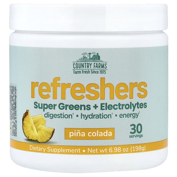 Country Farms, Refreshers, Super Greens + Electrolytes, Pina Colada, 6.98 oz (198 g)