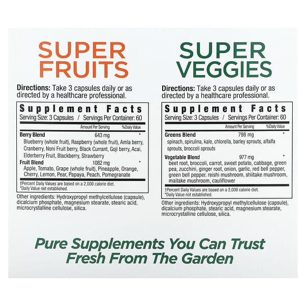 Alternative view of Country Farms, Super Fruits & Veggies , 2 Pack, 180 Capsules Each