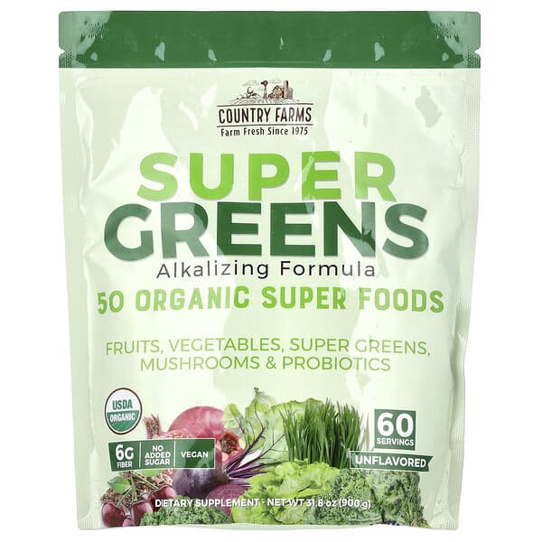 Country Farms, Super Greens, Alkalizing Formula, Unflavored, 31.8 oz (900 g)