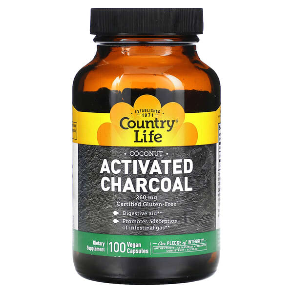 Country Life, Activated Charcoal, 260 mg, 100 Vegan Capsules
