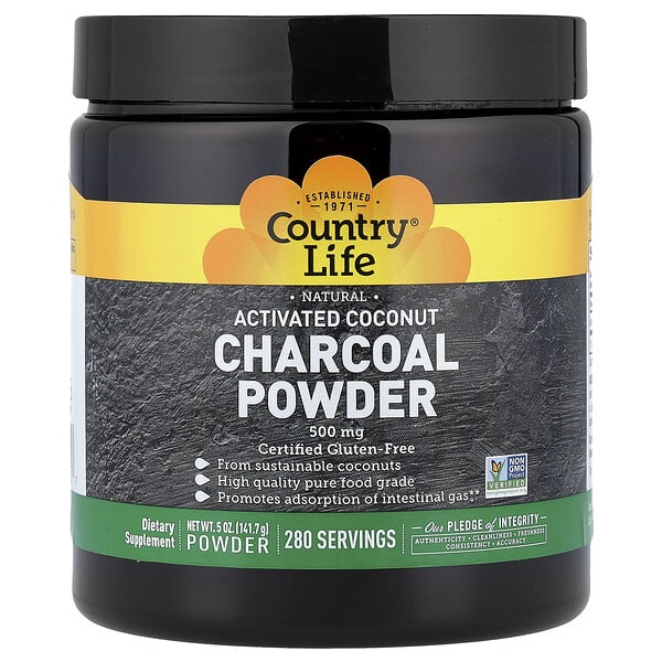 Country Life, Activated Coconut Charcoal Powder, 500 mg, 5 oz (141.7 g)
