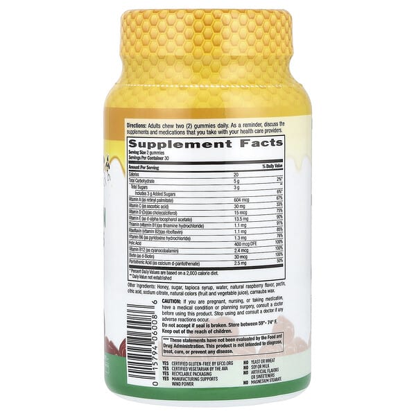 Alternative view of Country Life, Adult Multivitamin Honey Gummies, Natural Raspberry, 60 Gummies