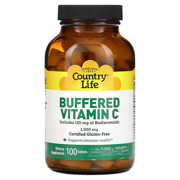 Country Life, Buffered Vitamin C, 1,000 mg, 100 Tablets 2 Country Life, Buffered Vitamin C, 1,000 mg, 100 Tablets