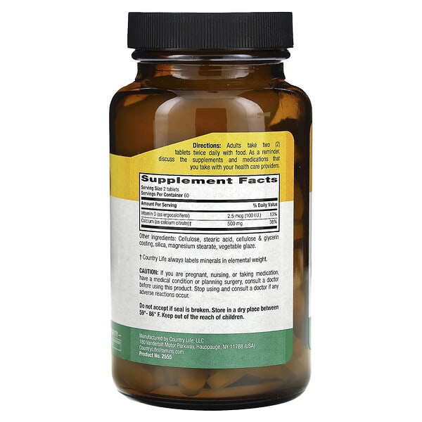 Alternative view of Country Life, Calcium Citrate with Vitamin D, 120 Tablets