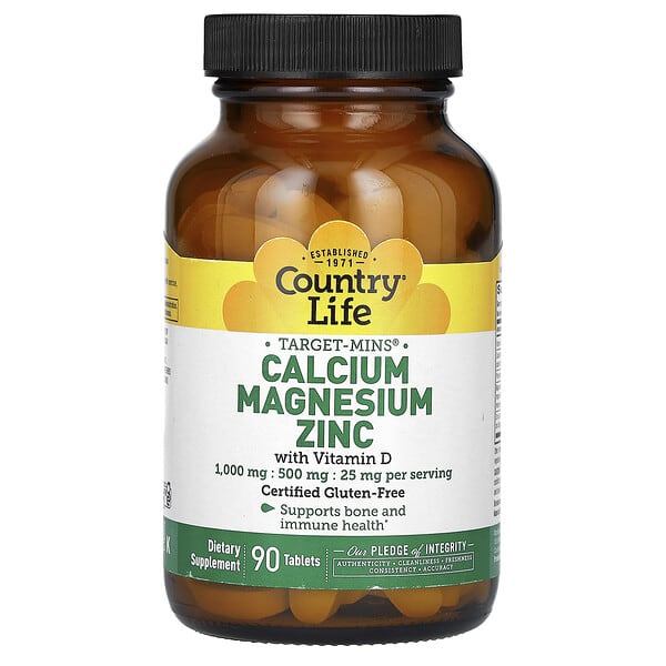 Country Life, Calcium Magnesium Zinc with Vitamin D, 90 Tablets
