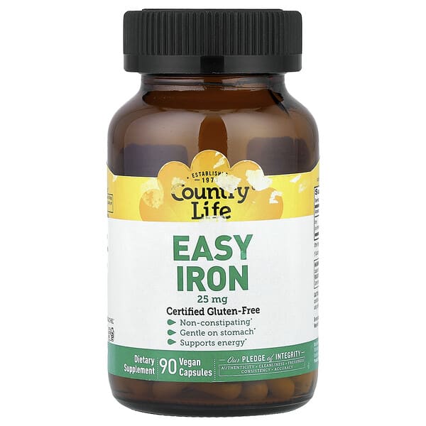 Country Life, Easy Iron, 25 mg, 90 Vegan Capsules