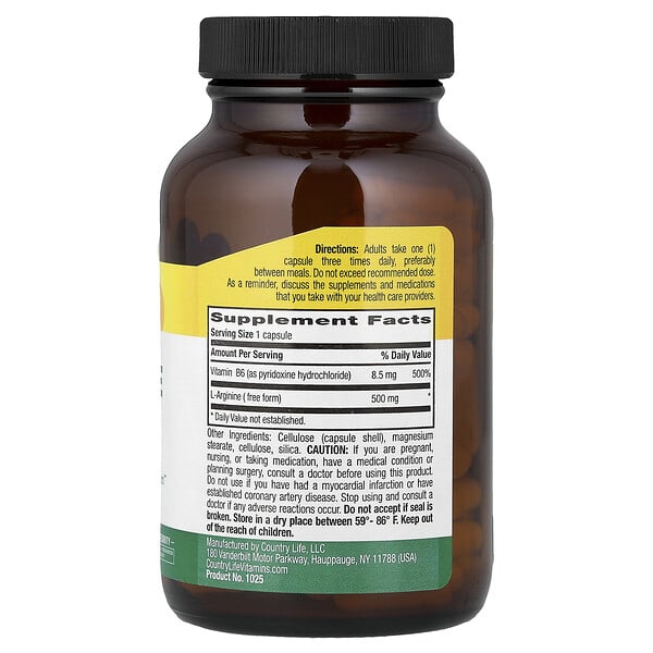 Country Life, L-Arginine, 100 Vegan Capsules 2 Country Life, L-Arginine, 100 Vegan Capsules - Ảnh 2