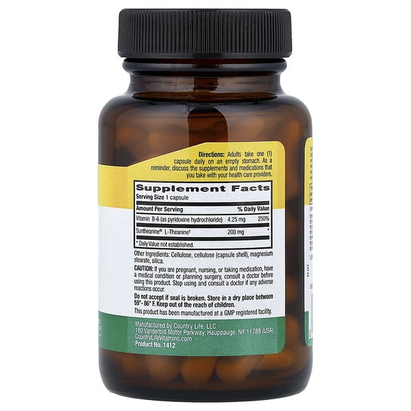 Alternative view of Country Life, L-Theanine, 200 mg, 60 Vegan Capsules