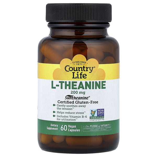 Country Life, L-Theanine, 200 mg, 60 Vegan Capsules