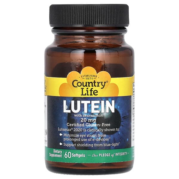 Country Life, Lutein with Zeaxanthin, 20 mg, 60 Softgels