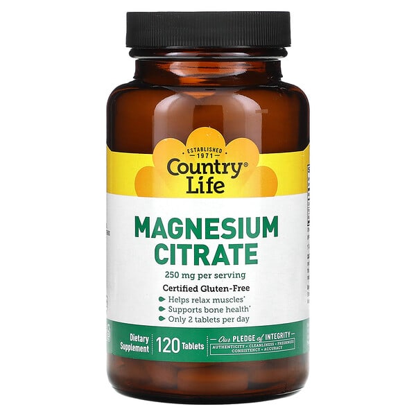 Country Life, Magnesium Citrate, 120 Tablets 5 Country Life, Magnesium Citrate, 120 Tablets