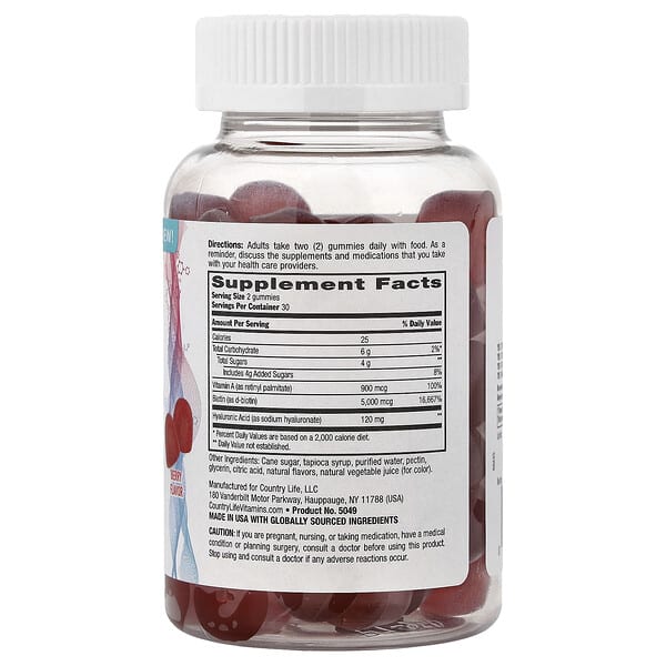 Alternative view of Country Life, Maxi-Hair® Skin & Nails Gummies with Hyaluronic Acid + Biotin, Berry, 60 Gummies