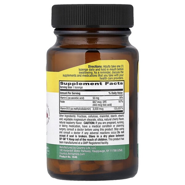 Alternative view of Country Life, Methyl B12, Berry, 50 Lozenges