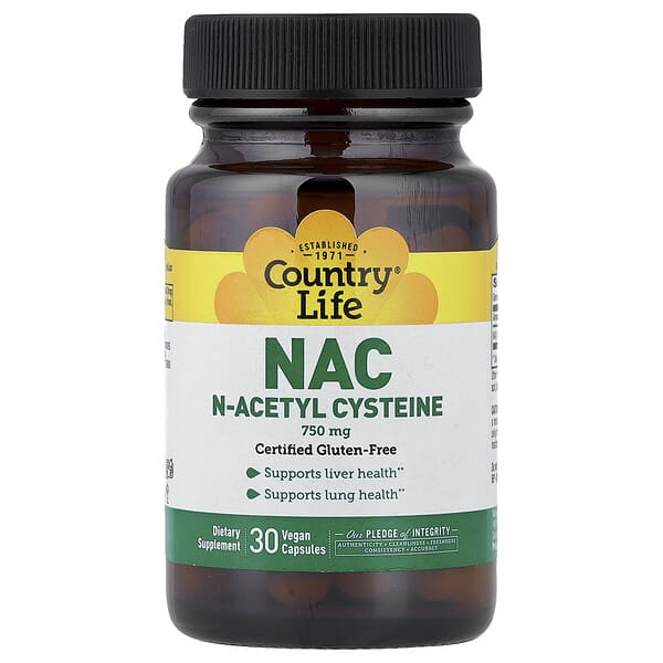 Country Life, NAC, 750 mg, 30 Vegan Capsules