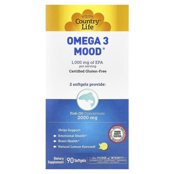 Country Life, Omega 3 Mood®, Natural Lemon, 90 Softgels