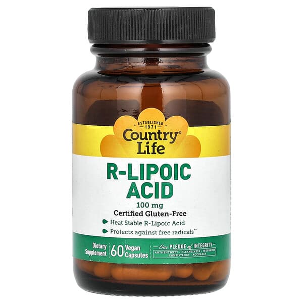 Country Life, R-Lipoic Acid, 100 mg, 60 Vegan Capsules 2 Country Life, R-Lipoic Acid, 100 mg, 60 Vegan Capsules