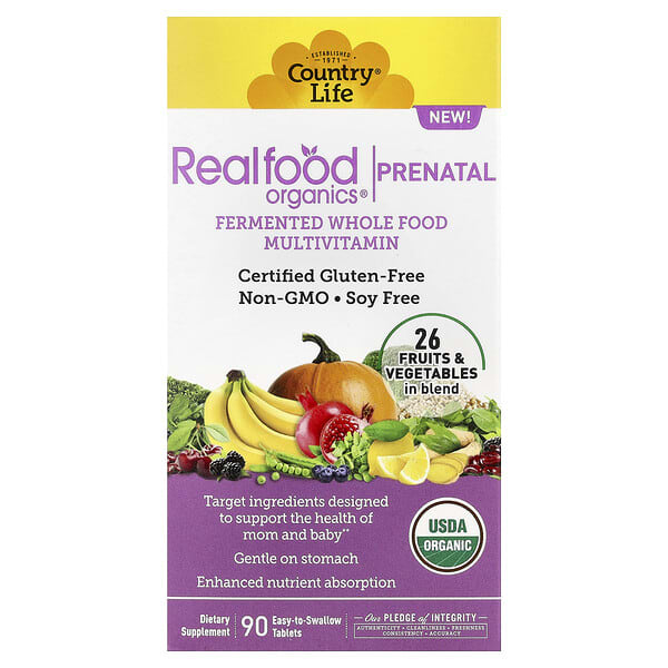 Country Life, Realfood Organics®, Prenatal, 90 Easy-to-Swallow Tablets