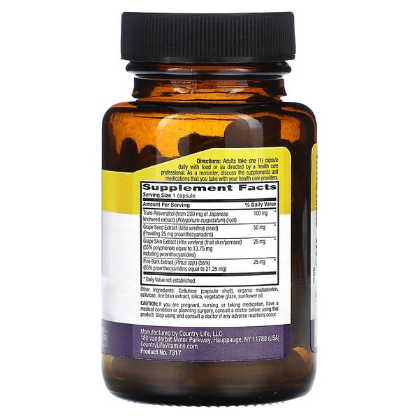 Alternative view of Country Life, Resveratrol Plus, 60 Vegan Capsules