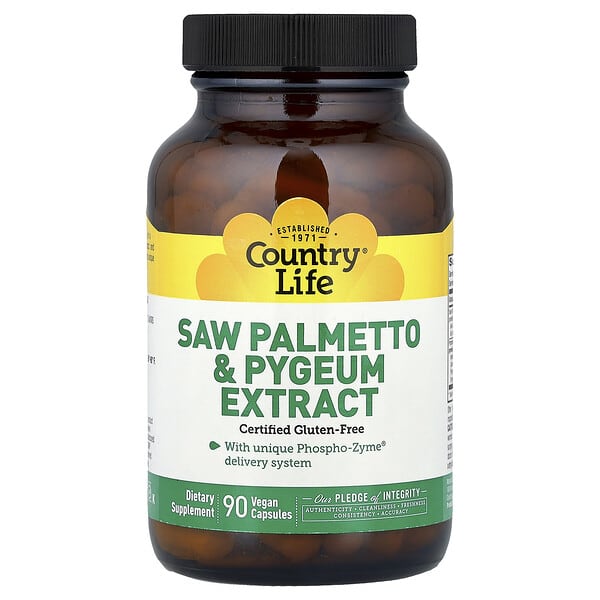 Country Life, Saw Palmetto & Pygeum Extract, 90 Vegan Capsules