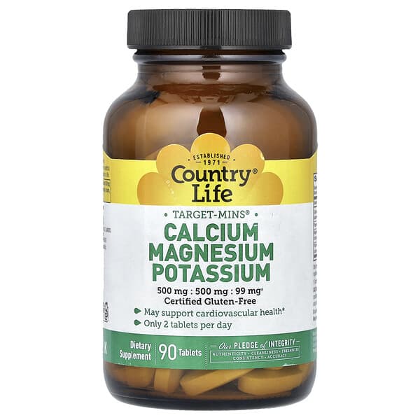 Country Life, Target-Mins®, Calcium Magnesium Potassium, 90 Tablet 1 Country Life, Target-Mins®, Calcium Magnesium Potassium, 90 Tablet