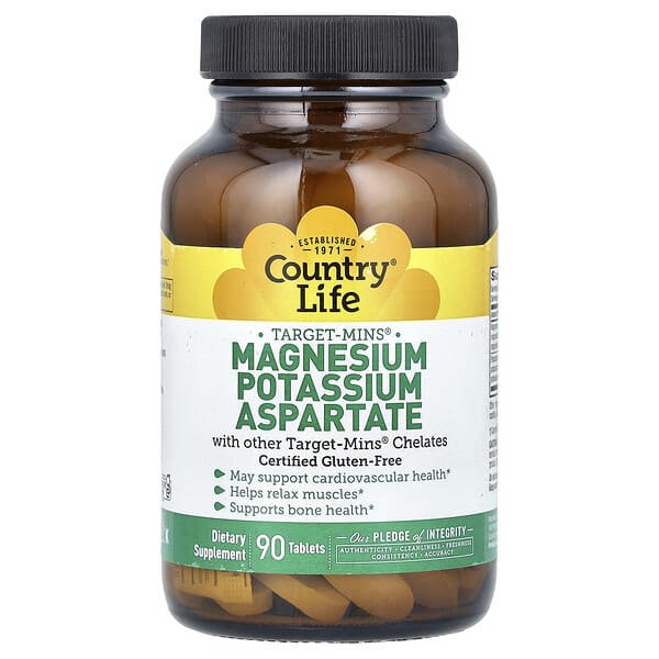 Country Life, Target-Mins® , Magnesium, Potassium, Aspartate, 90 Tablets