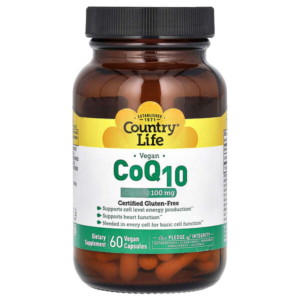 Country Life, Vegan CoQ10, 100 mg, 60 Vegan Capsules 5 Country Life, Vegan CoQ10, 100 mg, 60 Vegan Capsules