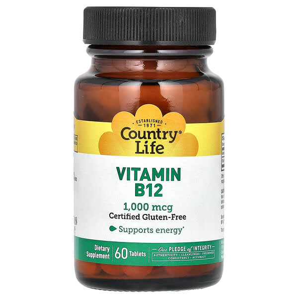 Country Life, Vitamin B12, 1,000 mcg, 60 Tablets