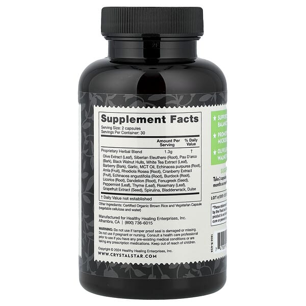 Alternative view of Crystal Star, Candida Balance, 60 Vegetarian Capsules