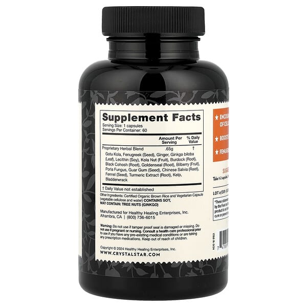 Alternative view of Crystal Star, Cellulite Tone, 60 Vegetarian Capsules