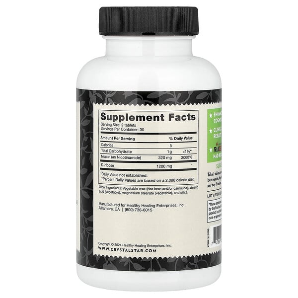 Alternative view of Crystal Star, NAD+, 60 Vegetarian Sustained-Release Tablets