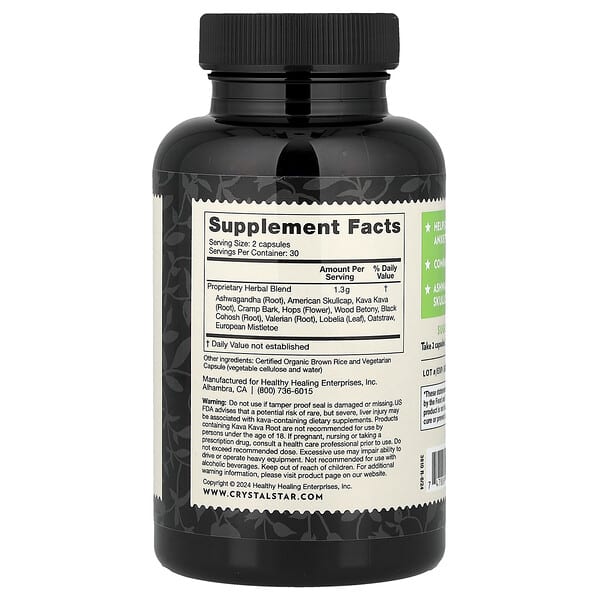 Alternative view of Crystal Star, Relax, 60 Vegetarian Capsules