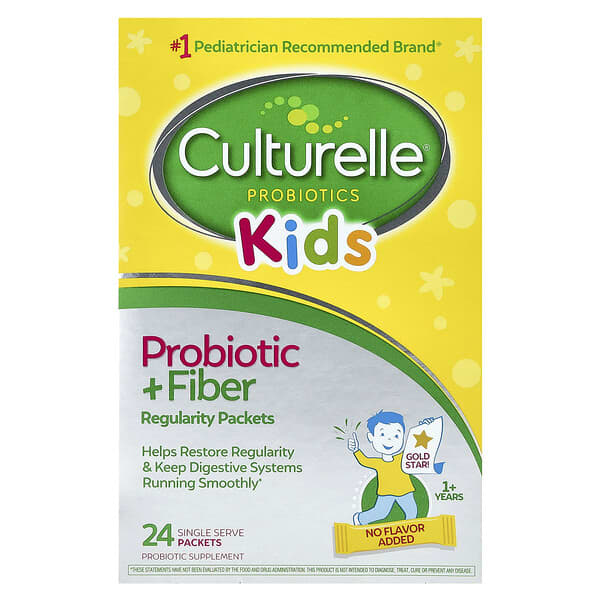 Culturelle, Kids, Probiotic + Fiber, Regularity, 1+ Years, 24 Single Serve Packets, 0.17 oz (4.8 g) Each