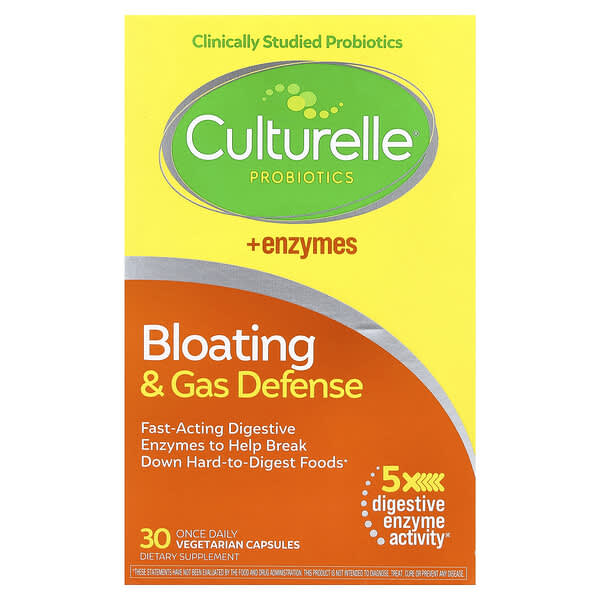 Culturelle, Probiotics, Bloating & Gas Defense, 30 Vegetarian Capsules