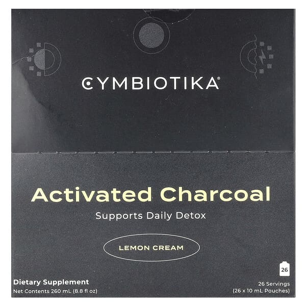 Cymbiotika, Activated Charcoal, Lemon Cream, 26 Pouches, 0.3 fl oz (10 ml) Each