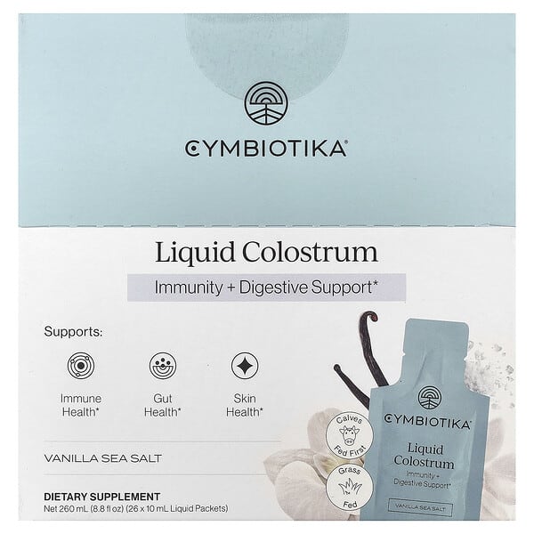 Cymbiotika, Liquid Colostrum, Vanilla Sea Salt, 26 Liquid Packets, 0.3 fl oz (10 ml) Each