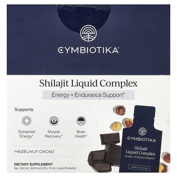 Cymbiotika, Shilajit Liquid Complex, Hazelnut Cacao, 26 Liquid Packets, 0.3 fl oz (10 ml) Each