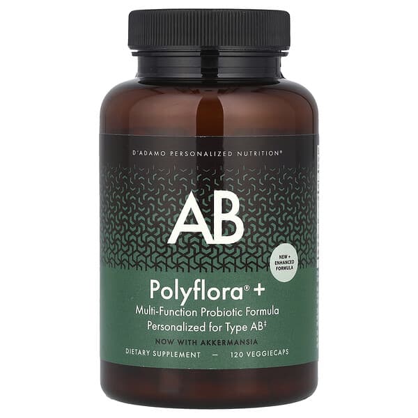 D'adamo, Polyflora®+ AB, Multi-Function Probiotic Formula , 120 VeggieCaps