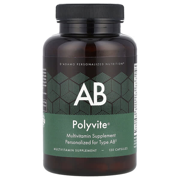 D'adamo, Polyvite® AB, Multivitamin Supplement, 120 Capsules