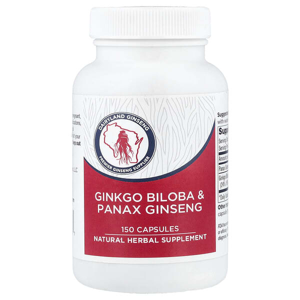 Dairyland Ginseng, Ginkgo Biloba & Panax Ginseng, 150 Capsules