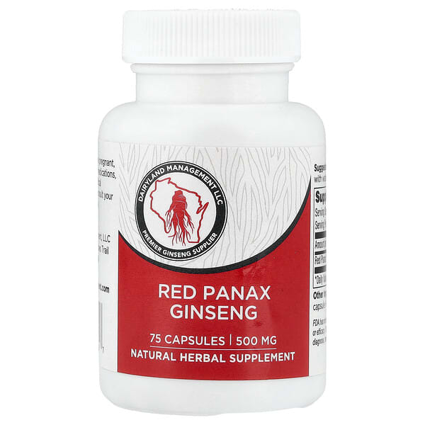 Dairyland Ginseng, Red Panax Ginseng, 500 mg, 75 Capsules