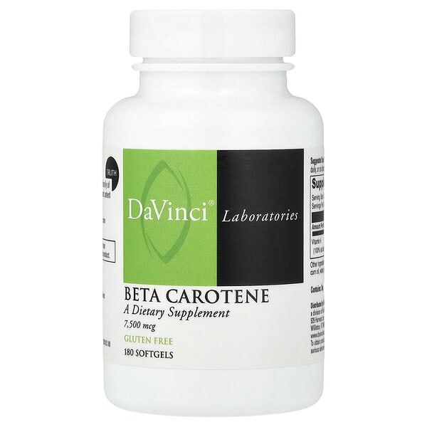 DaVinci Laboratories, Beta Carotene, 7,500 mcg, 180 Softgels