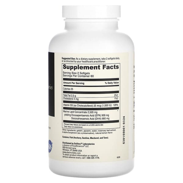 Alternative view of DaVinci Laboratories, Omega 3 HP-D, 120 Softgels