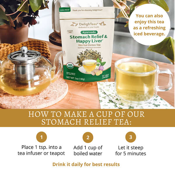 Alternative view of DelighTeas, Ayurvedic Stomach Relief & Happy Liver, Herbal Detox Tea, Loose Blend, Caffeine Free, 5 oz (140 g)