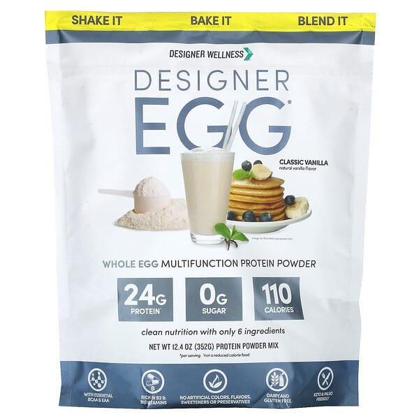 Designer Wellness, Designer Egg®, Whole Egg Multifunction Protein Powder, Classic Vanilla, 12.4 oz (352 g) 3 Designer Wellness, Designer Egg®, Whole Egg Multifunction Protein Powder, Classic Vanilla, 12.4 oz (352 g)