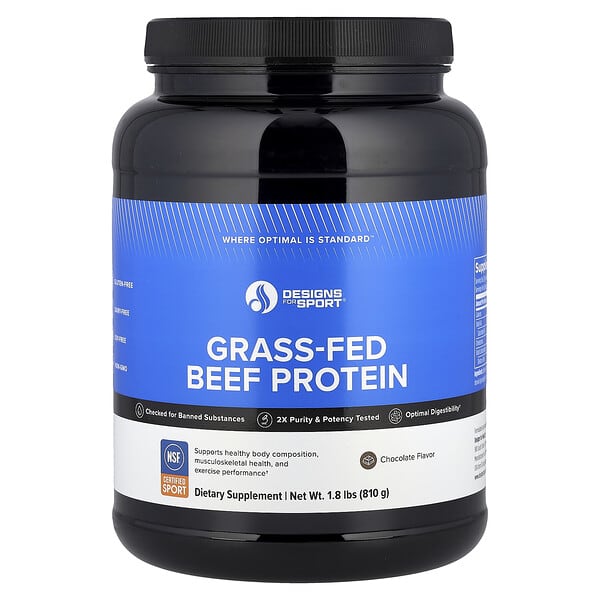 Designs For Health, Designs For Sport®, Grass-Fed Beef Protein, Chocolate, 1.8 lbs (810 g)